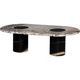 Stevie Coffee Table in Polished Luna Marble & Polished Noir Black Marble